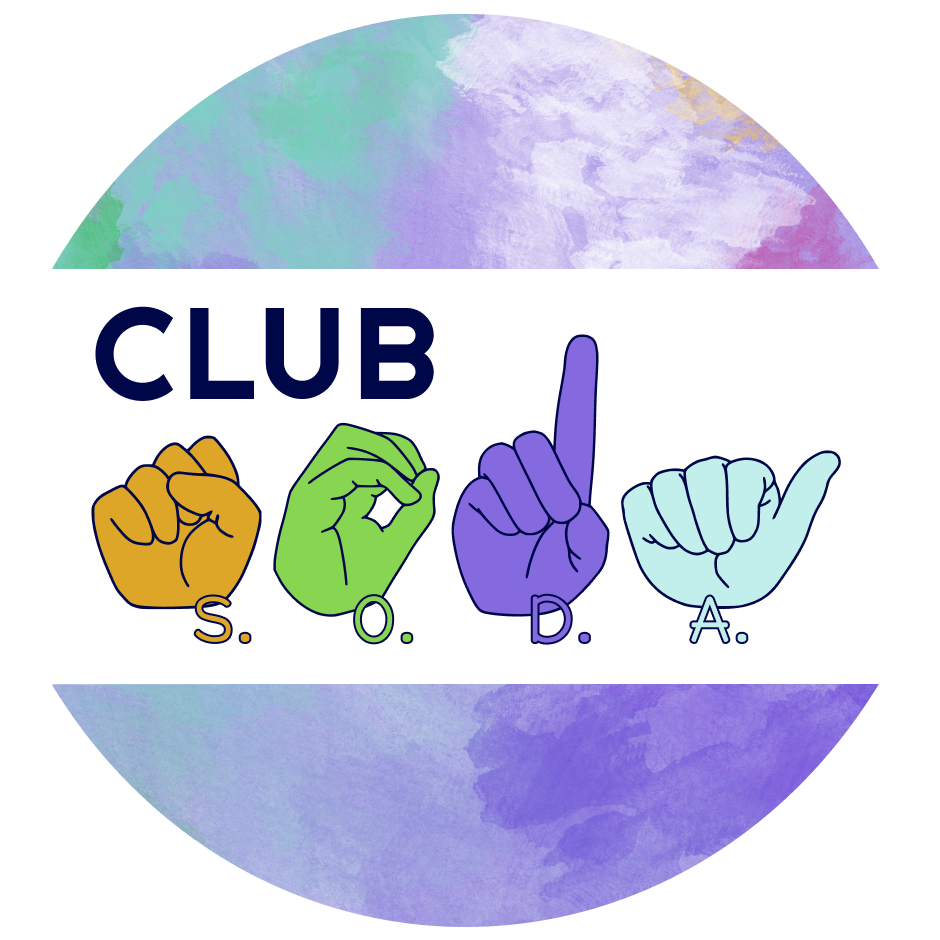Club SODA logo with colorful 1/2 circle above and below